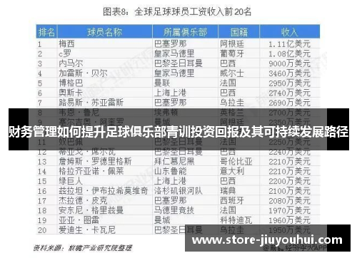 财务管理如何提升足球俱乐部青训投资回报及其可持续发展路径